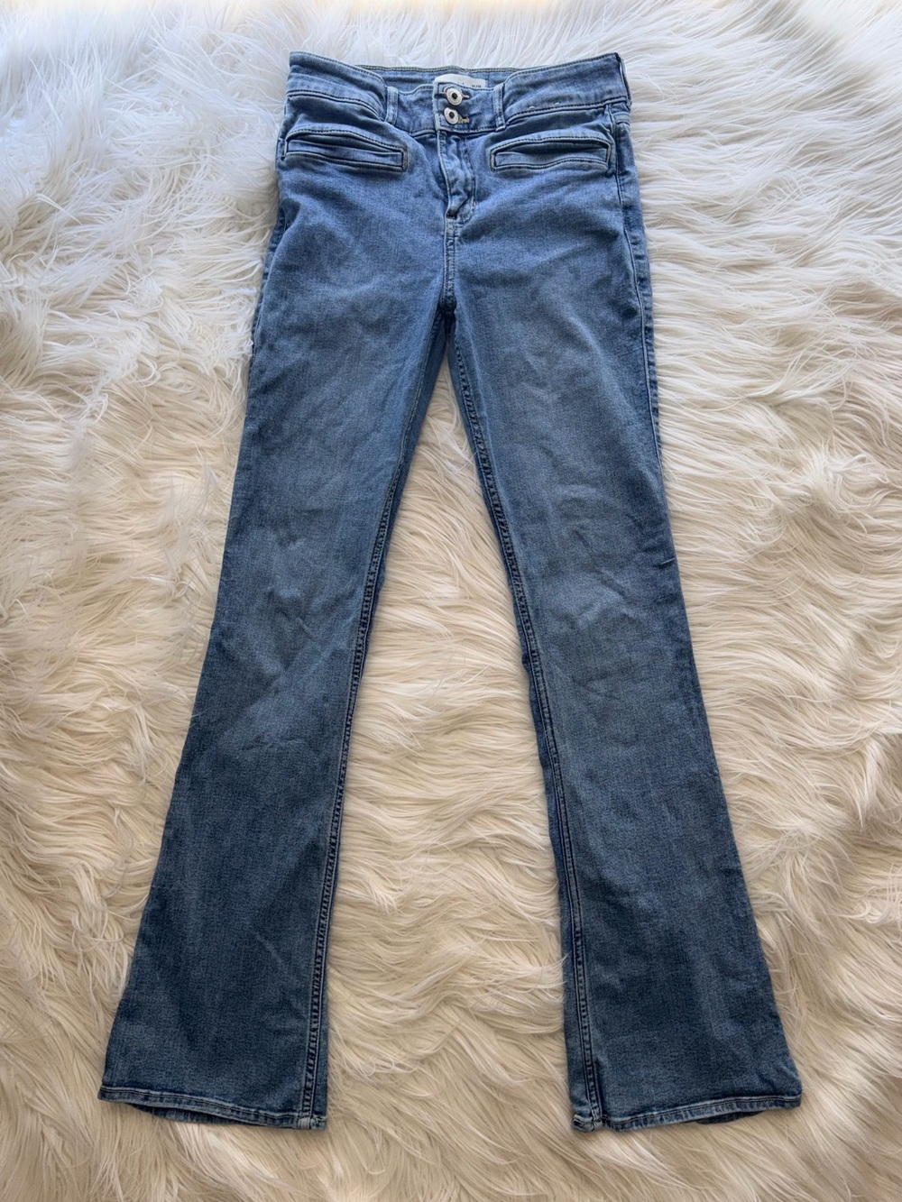 Abercrombie Kids Girls 15/16 Long Medium Wash High-Rise Flare Jeans